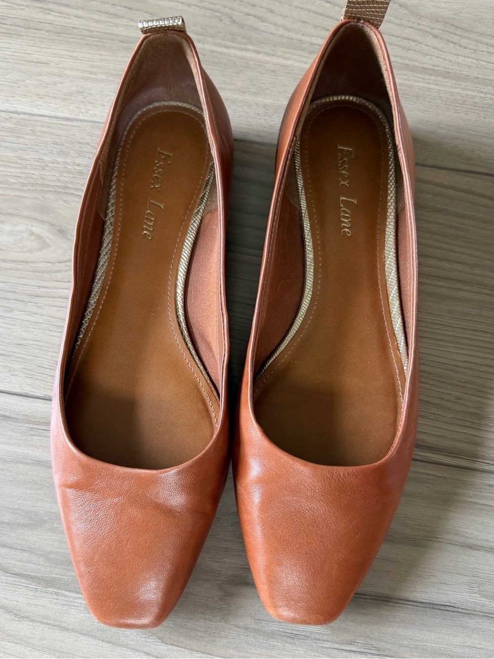 Essex Lane Elyn Women's Brown Chestnut Leather Flats Sz 8